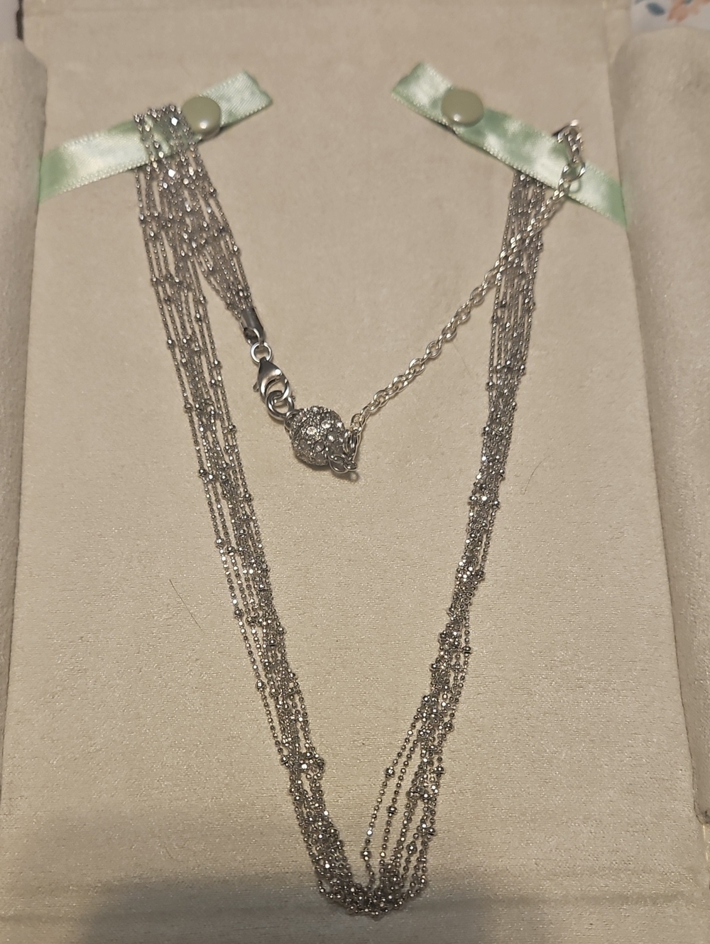 Ross-Simons Multi-Strand Silver-Tone Layered Necklace with Pave Accent